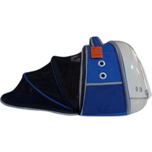 La Vista Büyük Astronot Pro Yırtılmaz Fileli Genişliyebilen Kedi, Küçük Köpek Sırt Taşıma Çantası Mavi 30-40-45CM
