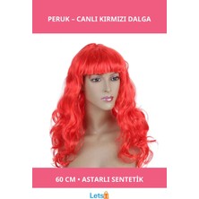 Letsii Dalgalı Kırmızı Sentetik Peruk 60 cm