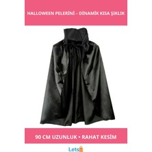 Letsii Siyah Renk Yakalı 90 cm Halloween Pelerini