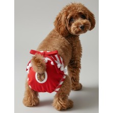 Kemique Red Frilly Dişi Köpek Regl Külotu | Köpek Donu | Köpek Iç Çamaşırı | Ayarlanabilir Bağcıklı | Küçük Irklar Için