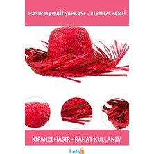 Letsii Tropikal Parti Kırmızı Hasır Hawaii Şapkası