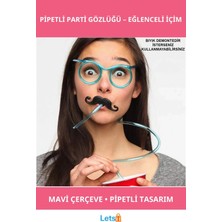 Letsii Eğlenceli Mavi Bıyıklı Pipetli Parti Gözlüğü