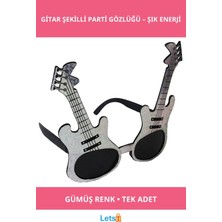 Letsii Gümüş Renk Gitar Şekilli Parti Gözlüğü