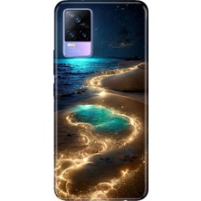 Nurdic Vivo V21 Uyumlu Kılıf Resimli Desenli Silikon Golden Beach