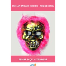 Letsii Cadılar Bayramı Pembe Kurukafa Maskesi Standart Yetişkin ve Çocuk Uyumlu