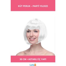 Letsii Beyaz Küt Sentetik Peruk Saç 30 cm Parti Saçı