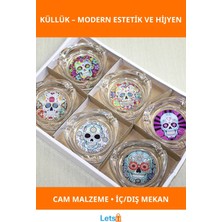 Letsii Modern Estetik Renkli Baskılı Dayanıklı Cam Küllük