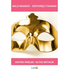 Letsii Parlak Altın Renk Balo Maskesi 15X10 cm
