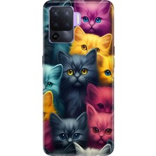 Nurdic Oppo Reno 5 Lite Uyumlu Kılıf Resimli Desenli Silikon Kedicikler