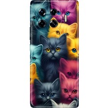 Nurdic Tecno Spark 20 Pro Plus+ Kılıf Retro Art Desenli Esnek Silikon Kedicikler