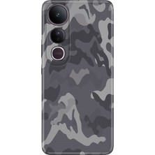 Nurdic Vivo V50 Lite 5g Kılıf Retro Art Desenli Esnek Silikon Gri Kamuflaj