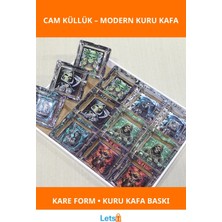 Letsii Kuru Kafa Baskılı Kare Cam Küllük