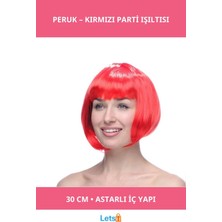 Letsii Kırmızı Parti Peruk Saç 30 cm Sentetik
