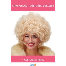 Letsii Altın Renk Kıvırcık Afro Parti Peruğu