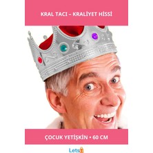 Letsii Gümüş Renkli Kral Tacı Yetişkin ve Çocuk Uyumlu