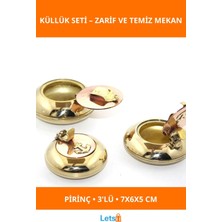 Letsii Dekoratif Kapaklı Pirinç 3'lü Küllük Seti Denizci Temalı