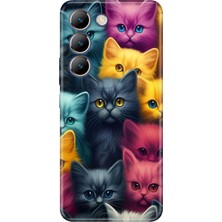 Nurdic Vivo V30 Lite Uyumlu Kılıf Resimli Desenli Silikon Kedicikler