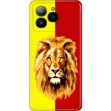 Nurdic Omix X7 Uyumlu Kılıf Resimli Baskılı Nano Silikon Sarı Kırmızı Parçalı Aslan