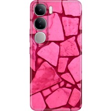 Nurdic Vivo V40 Lite Kılıf V40 Lite Desenli Tpu Silikon Pembe Beton