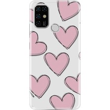 Nurdic Casper Via F20 Kılıf Minimal Tasarım Silikon - Pembe Çizgili Kalpler