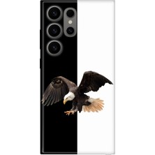 Nurdic Samsung Galaxy S24 Ultra Uyumlu Kılıf Silikon Desenli Resimli Siyah Beyaz Parçalı