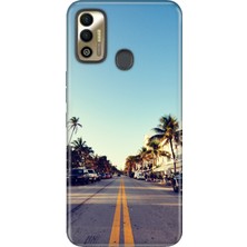 Nurdic Tecno Spark 7t Uyumlu Kılıf Silikon Desenli Resimli Kapak Miami Sunset