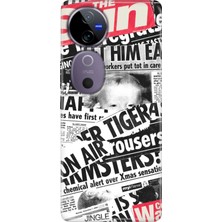 Nurdic Vivo V40 5g Kılıf Vivo V40 Desenli Silikon Baskılı Gazete News