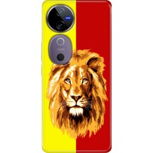 Nurdic Vivo V40 5g Kılıf Vivo V40 Desenli Silikon Baskılı Sarı Kırmızı Parçalı Aslan