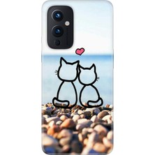 Nurdic Oneplus 9 Kılıf Modern Tasarım Silikon Desenli Kedilerin Aşkı