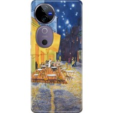 Nurdic Vivo V40 5g Kılıf Vivo V40 Desenli Silikon Baskılı Night Cafe