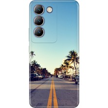 Nurdic Vivo V30 Lite Uyumlu Kılıf Desenli Baskılı Silikon Miami Sunset