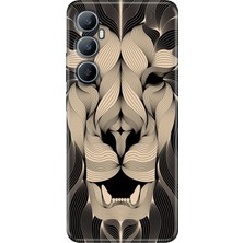 Nurdic Realme C65 Kılıf Uv-Color Telefon Kılıfı C65 Baskılı Altın Aslan Mandala