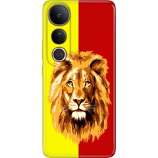 Nurdic Vivo V50 Lite 5g Kılıf Renkli Silikon Baskılı Tpu Sarı Kırmızı Parçalı Aslan