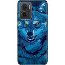 Nurdic Xiaomi Redmi Note 11E Kılıf 0.4mm Silikon Desenli Mavi Çizim Kurt