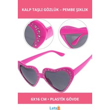 Letsii Pembe Kalp Taşlı Parti Gözlüğü 6X16 cm