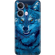 Nurdic Oppo Reno 13 Pro Kılıf Oppo Renkli Silikon Baskılı Tpu Mavi Çizim Kurt