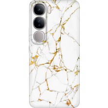 Nurdic Vivo V40 Lite Kılıf V40 Lite Desenli Tpu Silikon Sarı Beyaz Mermer