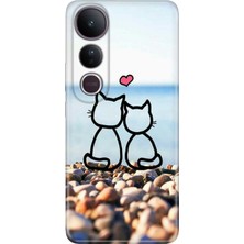 Nurdic Vivo V50 Lite 5g Kılıf Renkli Silikon Baskılı Tpu Kedilerin Aşkı