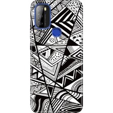 Nurdic Reeder P13 Blue Max 2021 Uyumlu Kılıf Silikon Desenli Resimli Kapak Siyah/beyaz