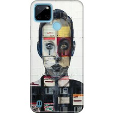 Nurdic Realme C21Y C25Y Kılıf 0.4mm Uyumlu Lazer Kesim Silikon Kapak Art Collage