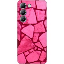 Nurdic Vivo V30 Lite Uyumlu Kılıf Desenli Baskılı Silikon Pembe Beton