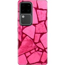 Nurdic Vivo V30 Uyumlu Kılıf Desenli Baskılı Silikon Pembe Beton