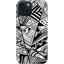 Nurdic iPhone 15 Uyumlu Kılıf Desenli Baskılı Silikon Siyah/beyaz