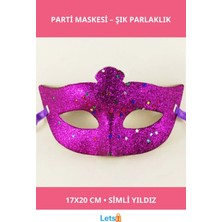 Letsii Siyah Payetli Tüylü Yıldızlı Kostüm Partisi Maskesi 17X20 cm