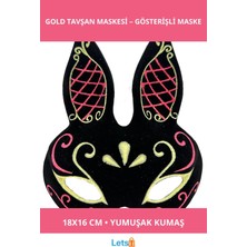 Letsii Siyah Kırmızı Gold Tavşan Maskesi 18X16 cm Parti Kostüm