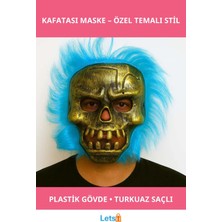 Letsii Bakır Renkli Turkuaz Saçlı Iskelet Kafatası Maske