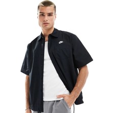 Nike Club Woven Loose Fit Short Sleeve Shirt In Black Erkek Bol Kesim Dokuma Kısa Kollu Spor Gömlek Siyah