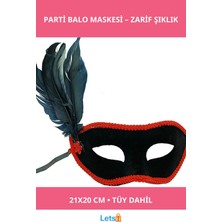 Letsii Siyah Süet Kaplama Yandan Tüylü Parti Balo Maskesi