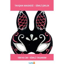 Letsii Siyah Süet Simli Tavşan Maskesi 18X16 cm