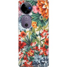 Nurdic Vivo V40 5g Kılıf Vivo V40 Desenli Silikon Baskılı Sanatsal Çiçek